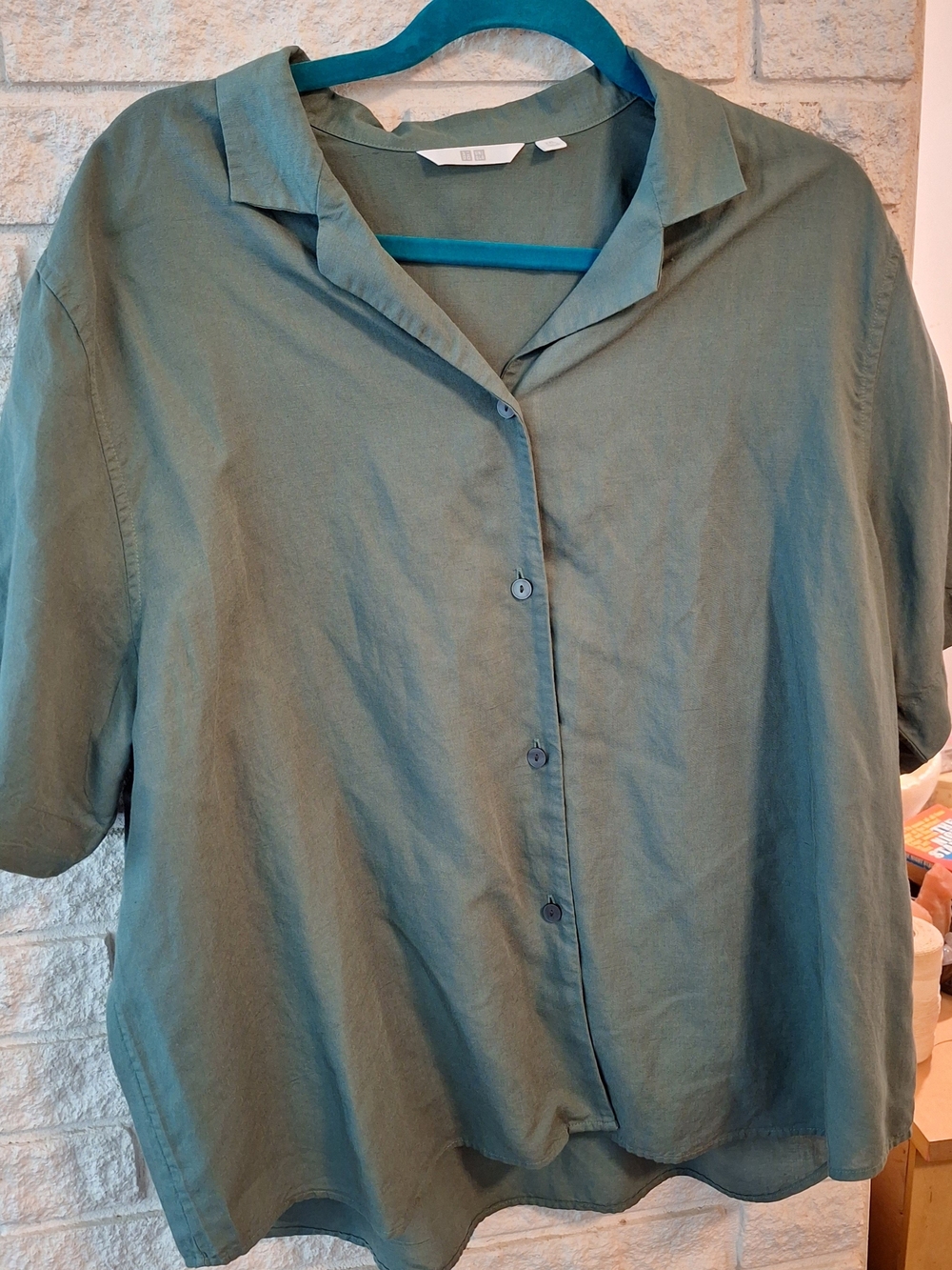 Relaxed Uniqlo Short-Sleeve Camp Shirt - Sage Green - XXL
